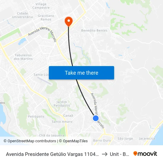 Avenida Presidente Getúlio Vargas 1104-1218 - Serraria Maceió - Al República Federativa Do Brasil to Unit - Benedito Bentes map