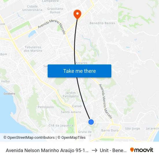 Avenida Nelson Marinho Araújo 95-141 - Serraria Maceió - Al Brasil to Unit - Benedito Bentes map