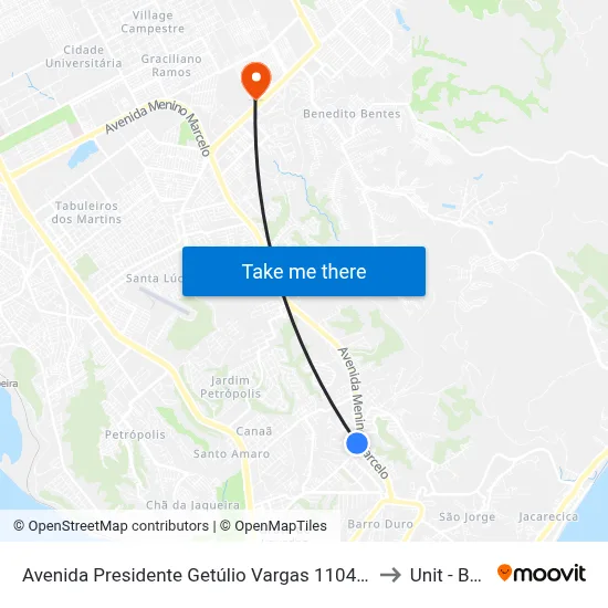 Avenida Presidente Getúlio Vargas 1104-1218 - Serraria Maceió - Al República Federativa Do Brasil to Unit - Benedito Bentes map