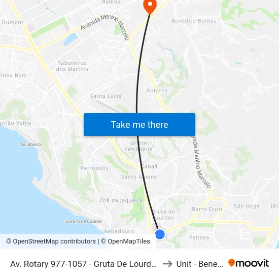 Av. Rotary 977-1057 - Gruta De Lourdes Maceió - Al 57052-480 Brasil to Unit - Benedito Bentes map