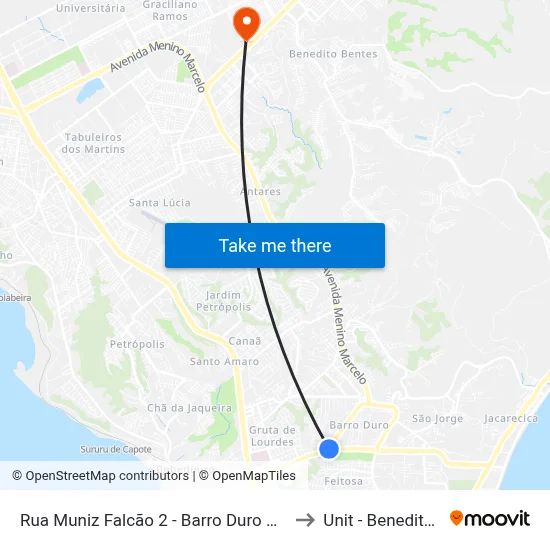 Rua Muniz Falcão 2 - Barro Duro Maceió - Al Brasil to Unit - Benedito Bentes map