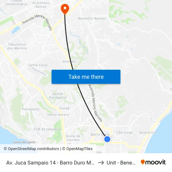 Av. Juca Sampaio 14 - Barro Duro Maceió - Al 57046-242 Brasil to Unit - Benedito Bentes map