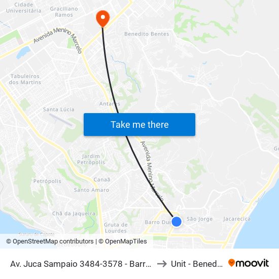 Av. Juca Sampaio 3484-3578 - Barro Duro Maceió - Al Brasil to Unit - Benedito Bentes map