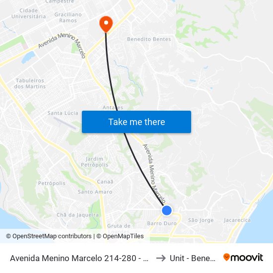Avenida Menino Marcelo 214-280 - Barro Duro Maceió - Al Brasil to Unit - Benedito Bentes map
