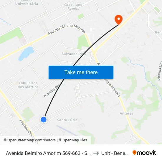 Avenida Belmiro Amorim 569-663 - Santa Lúcia Maceió - Al Brasil to Unit - Benedito Bentes map