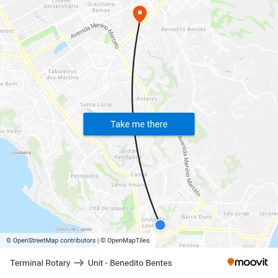 Terminal Rotary to Unit - Benedito Bentes map