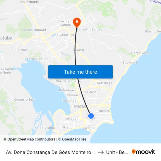 Av. Dona Constança De Góes Monteiro 110-170 - Jatiúca Maceió - Al 57031-520 Brasil to Unit - Benedito Bentes map