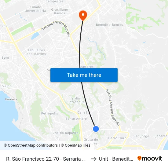 R. São Francisco 22-70 - Serraria Maceió - Al Brasil to Unit - Benedito Bentes map