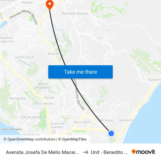 Avenida Josefa De Mello Maceió - Al Brasil to Unit - Benedito Bentes map