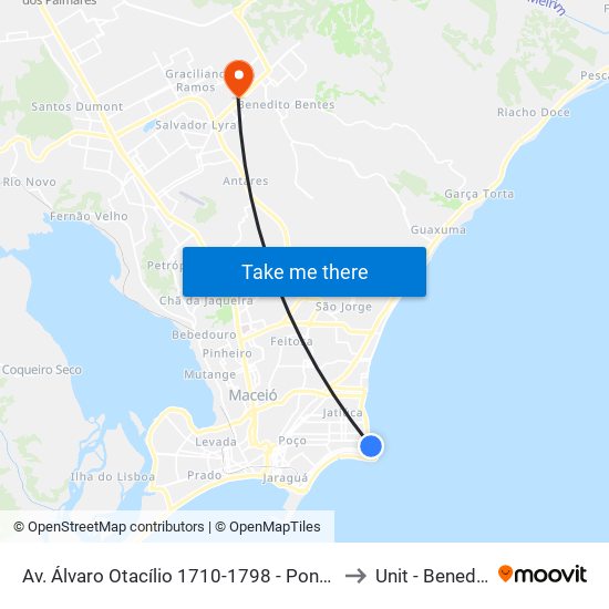 Av. Álvaro Otacílio 1710-1798 - Ponta Verde Maceió - Al Brazil to Unit - Benedito Bentes map