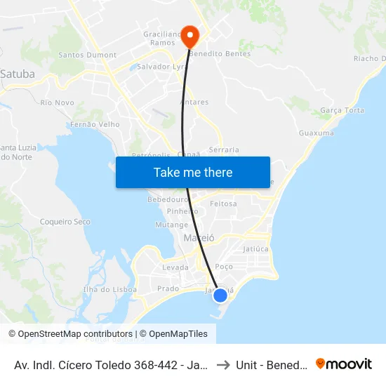 Av. Indl. Cícero Toledo 368-442 - Jaraguá Maceió - Al Brasil to Unit - Benedito Bentes map