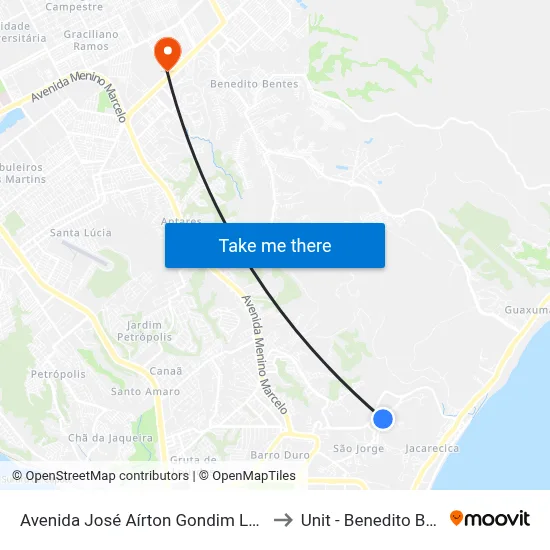 Avenida José Aírton Gondim Lamenha to Unit - Benedito Bentes map
