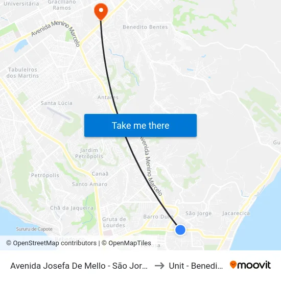 Avenida Josefa De Mello - São Jorge Maceió - Al Brasil to Unit - Benedito Bentes map