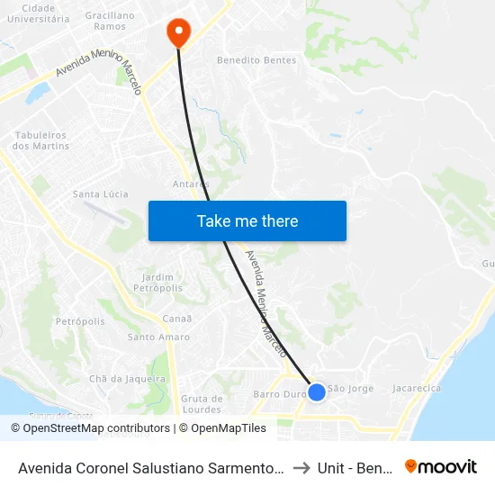 Avenida Coronel Salustiano Sarmento 13-29 - São Jorge Maceió - Al Brasil to Unit - Benedito Bentes map
