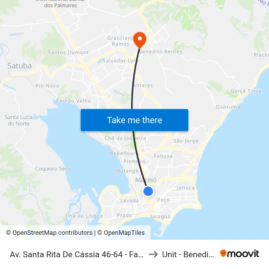 Av. Santa Rita De Cássia 46-64 - Farol Maceió - Al Brasil to Unit - Benedito Bentes map