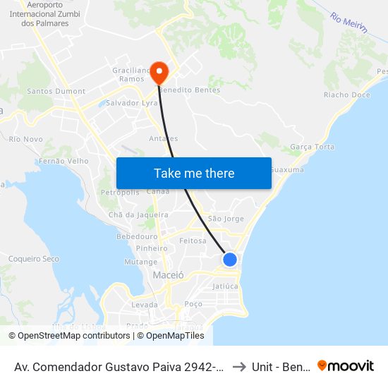 Av. Comendador Gustavo Paiva 2942-2996 - Cruz Das Almas Maceió - Al Brasil to Unit - Benedito Bentes map