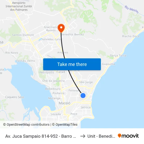 Av. Juca Sampaio 814-952 - Barro Duro Maceió - Al Brasil to Unit - Benedito Bentes map