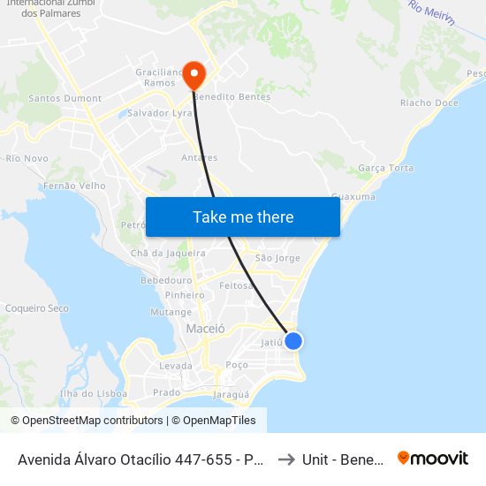 Avenida Álvaro Otacílio 447-655 - Ponta Verde Maceió - Al Brasil to Unit - Benedito Bentes map