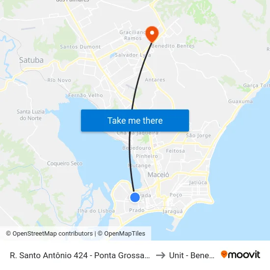 R. Santo Antônio 424 - Ponta Grossa Maceió - Al 57014-680 Brasil to Unit - Benedito Bentes map