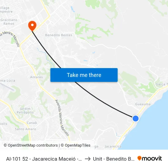 Al-101 52 - Jacarecica Maceió - Al Brasil to Unit - Benedito Bentes map