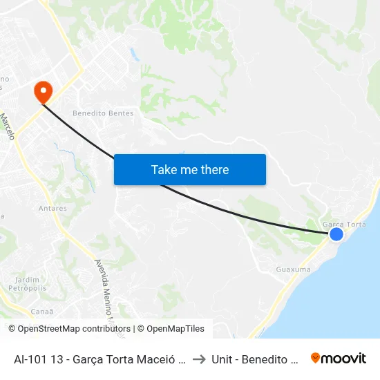 Al-101 13 - Garça Torta Maceió - Al Brasil to Unit - Benedito Bentes map