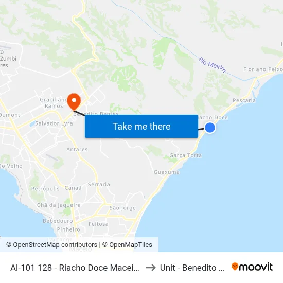 Al-101 128 - Riacho Doce Maceió - Al Brasil to Unit - Benedito Bentes map