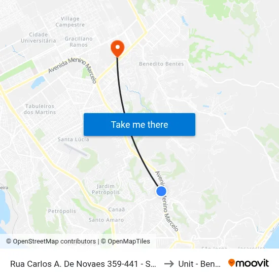 Rua Carlos A. De Novaes 359-441 - Serraria Maceió - Al 57046-775 Brasil to Unit - Benedito Bentes map