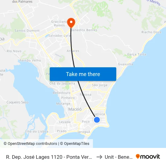 R. Dep. José Lages 1120 - Ponta Verde Maceió - Al 57035-330 Brasil to Unit - Benedito Bentes map