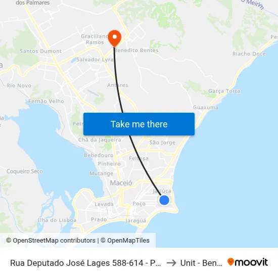 Rua Deputado José Lages 588-614 - Ponta Verde Maceió - Al 57035-330 Brasil to Unit - Benedito Bentes map