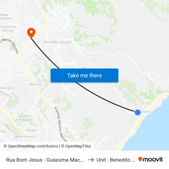 Rua Bom Jesus - Guaxuma Maceió - Al Brazil to Unit - Benedito Bentes map