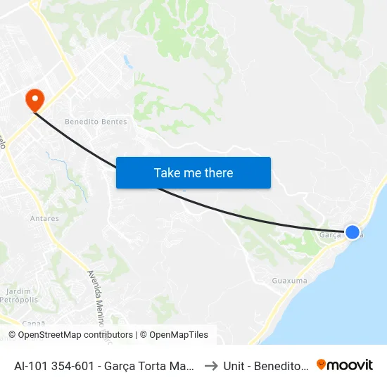 Al-101 354-601 - Garça Torta Maceió - Al Brasil to Unit - Benedito Bentes map