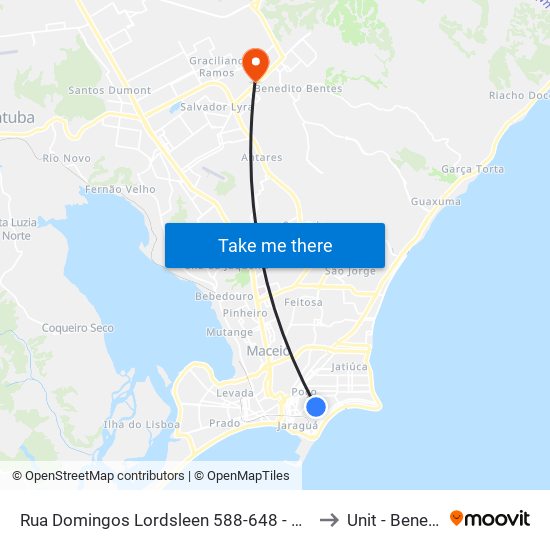 Rua Domingos Lordsleen 588-648 - Ponta Da Terra Maceió - Al Brasil to Unit - Benedito Bentes map