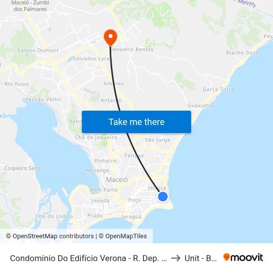 Condomínio Do Edifício Verona - R. Dep. José Lages 350 - Ponta Verde Maceió - Al 57035-330 Brasil to Unit - Benedito Bentes map