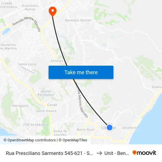 Rua Presciliano Sarmento 545-621 - São Jorge Maceió - Al 57044-130 Brasil to Unit - Benedito Bentes map