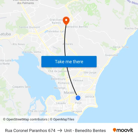 Rua Coronel Paranhos 674 to Unit - Benedito Bentes map