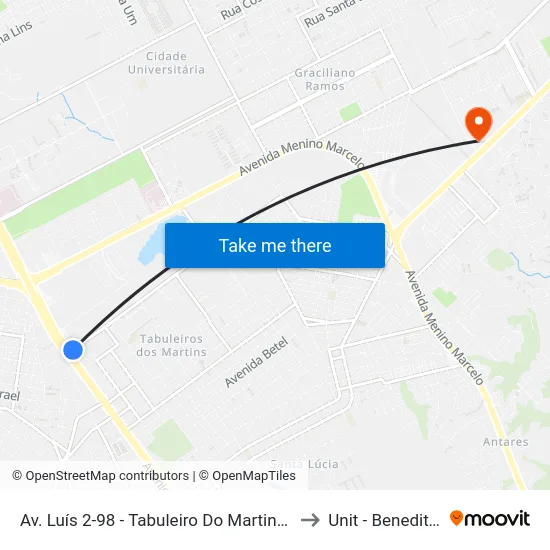 Av. Luís 2-98 - Tabuleiro Do Martins Maceió - Al Brasil to Unit - Benedito Bentes map