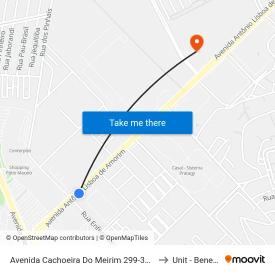 Avenida Cachoeira Do Meirim 299-395 - Antares Maceió - Al Brasil to Unit - Benedito Bentes map