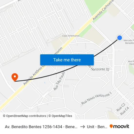 Av. Benedito Bentes 1256-1434 - Benedito Bentes Maceió - Al 57084-800 Brasil to Unit - Benedito Bentes map