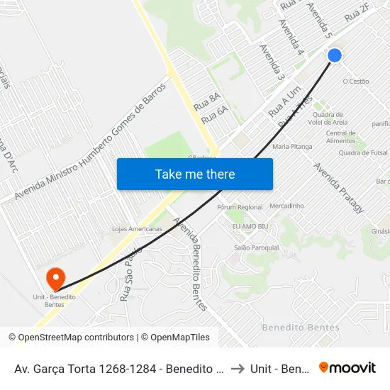 Av. Garça Torta 1268-1284 - Benedito Bentes Maceió - Al 57084-615 Brasil to Unit - Benedito Bentes map