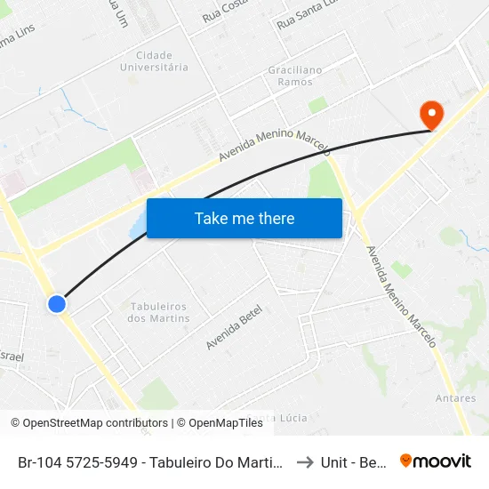 Br-104 5725-5949 - Tabuleiro Do Martins Maceió - Al República Federativa Do Brasil to Unit - Benedito Bentes map