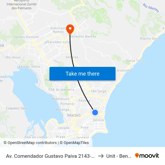 Av. Comendador Gustavo Paiva 2143-2267 - Mangabeiras Maceió - Al Brasil to Unit - Benedito Bentes map