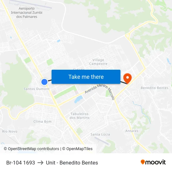 Br-104 1693 to Unit - Benedito Bentes map