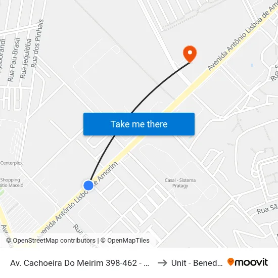 Av. Cachoeira Do Meirim 398-462 - Antares Maceió - Al Brasil to Unit - Benedito Bentes map