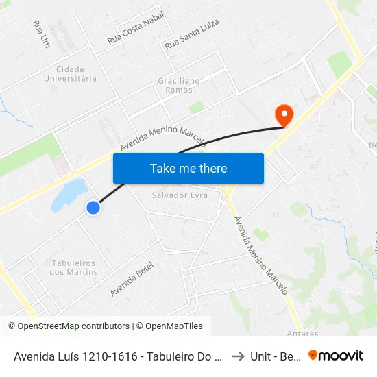 Avenida Luís 1210-1616 - Tabuleiro Do Martins Maceió - Al República Federativa Do Brasil to Unit - Benedito Bentes map