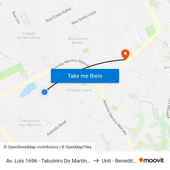 Av. Luís 1696 - Tabuleiro Do Martins Maceió - Al Brasil to Unit - Benedito Bentes map