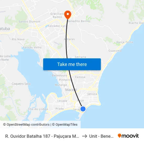 R. Ouvidor Batalha 187 - Pajuçara Maceió - Al 57030-130 Brasil to Unit - Benedito Bentes map