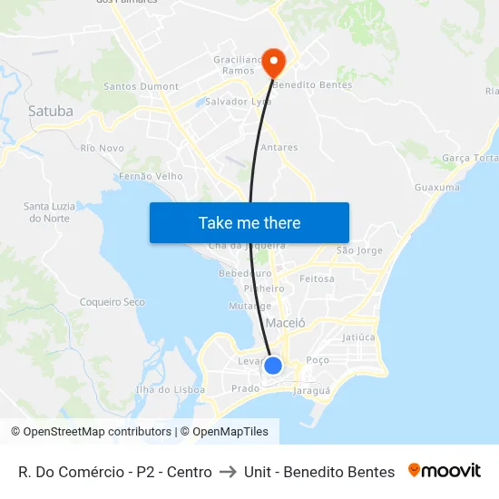 R. Do Comércio - P2 - Centro to Unit - Benedito Bentes map