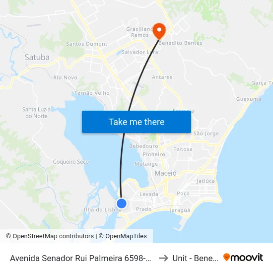 Avenida Senador Rui Palmeira 6598-6628 - Levada Maceió - Al Brasil to Unit - Benedito Bentes map