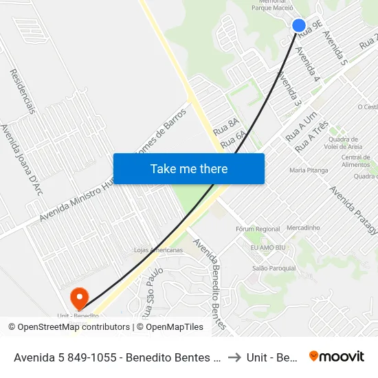 Avenida 5 849-1055 - Benedito Bentes Maceió - Al República Federativa Do Brasil to Unit - Benedito Bentes map