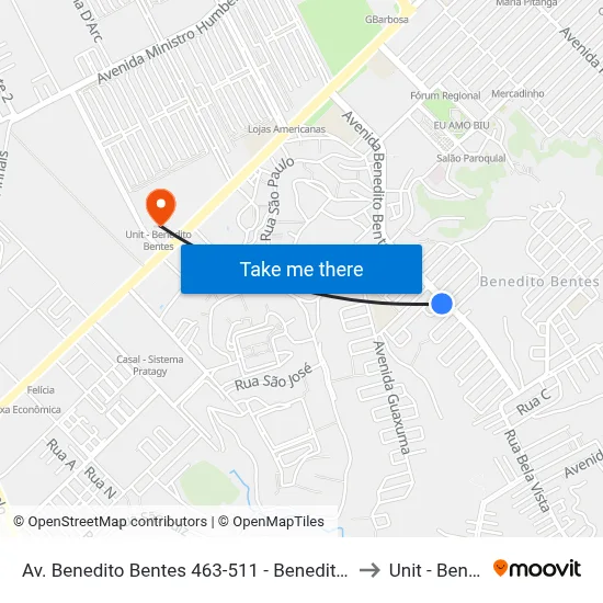 Av. Benedito Bentes 463-511 - Benedito Bentes Maceió - Al 57084-800 Brasil to Unit - Benedito Bentes map